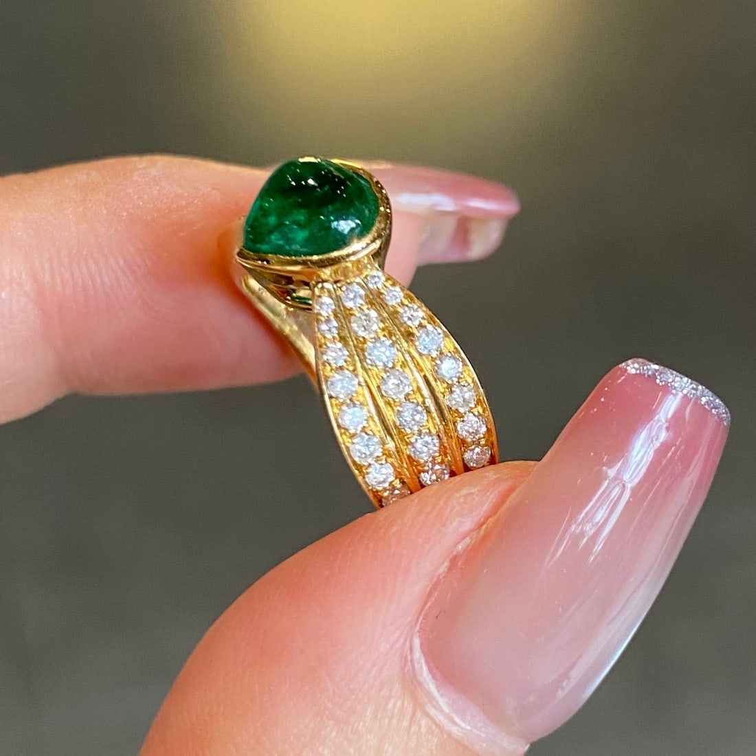 14k Gold 2.01 Ctw Vivid Green Natural Emerald & Diamond Ring - 2