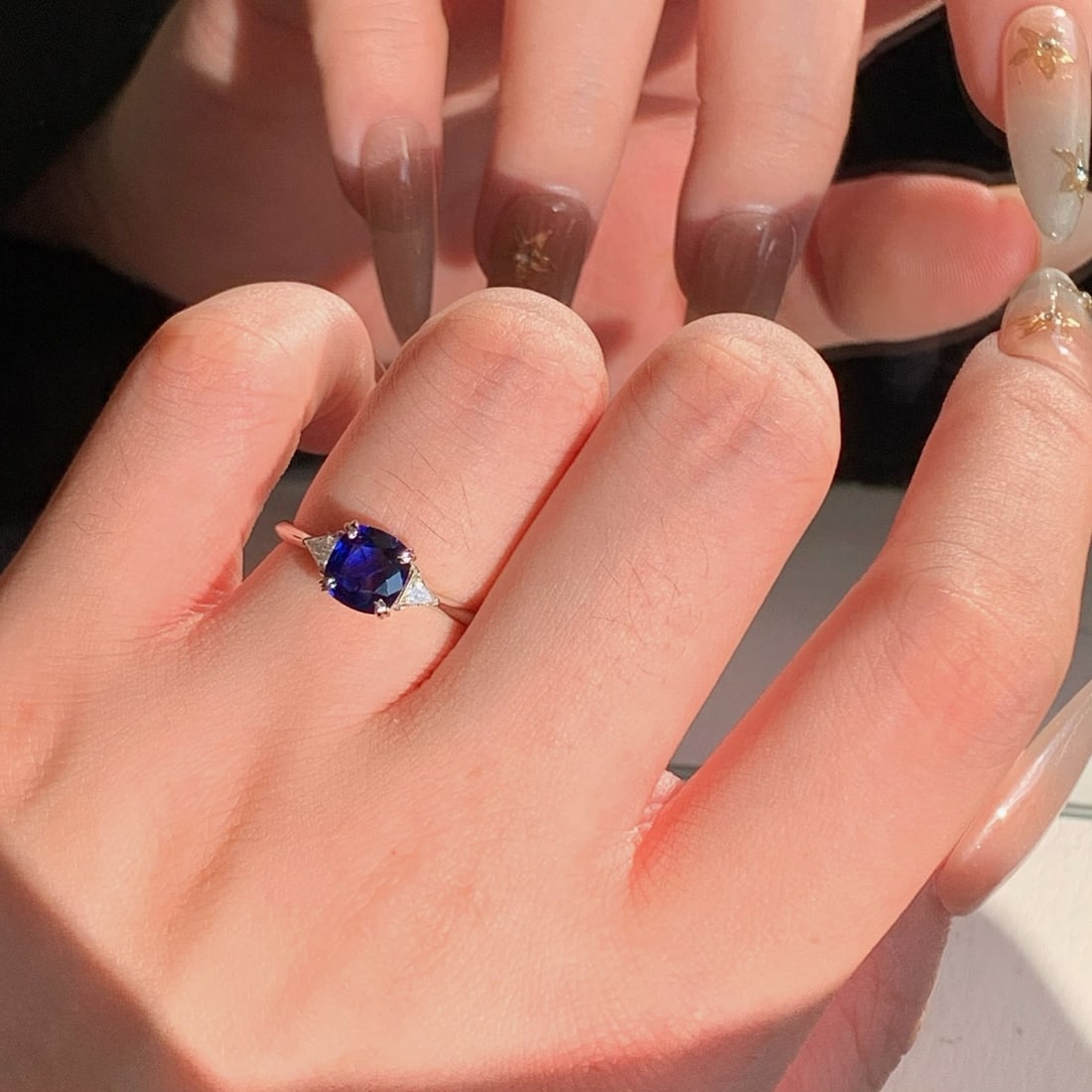 14k Gold 1.29 Ctw Natural Sapphire & Diamond Ring - 3