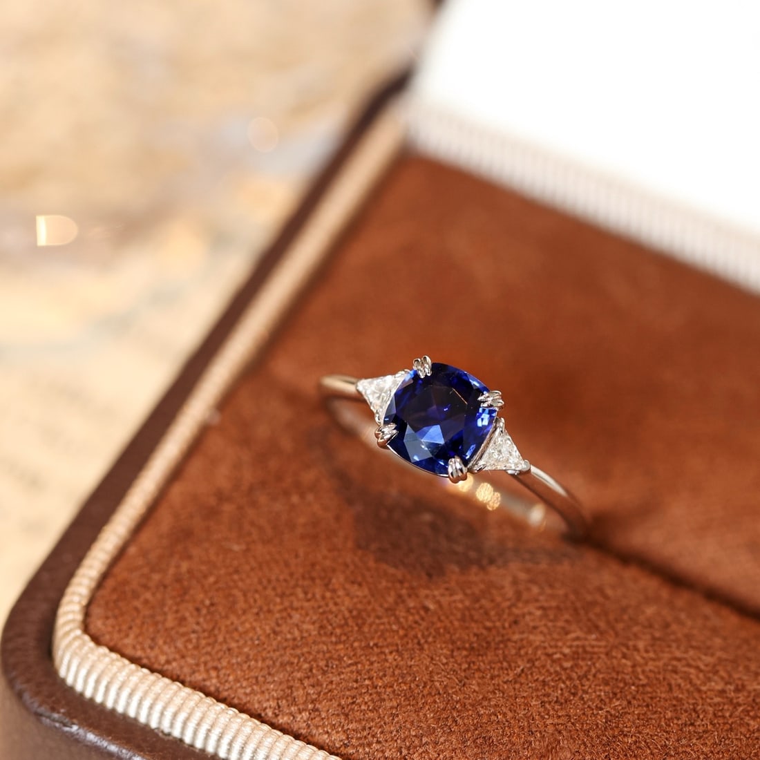 14k Gold 1.29 Ctw Natural Sapphire & Diamond Ring - 7