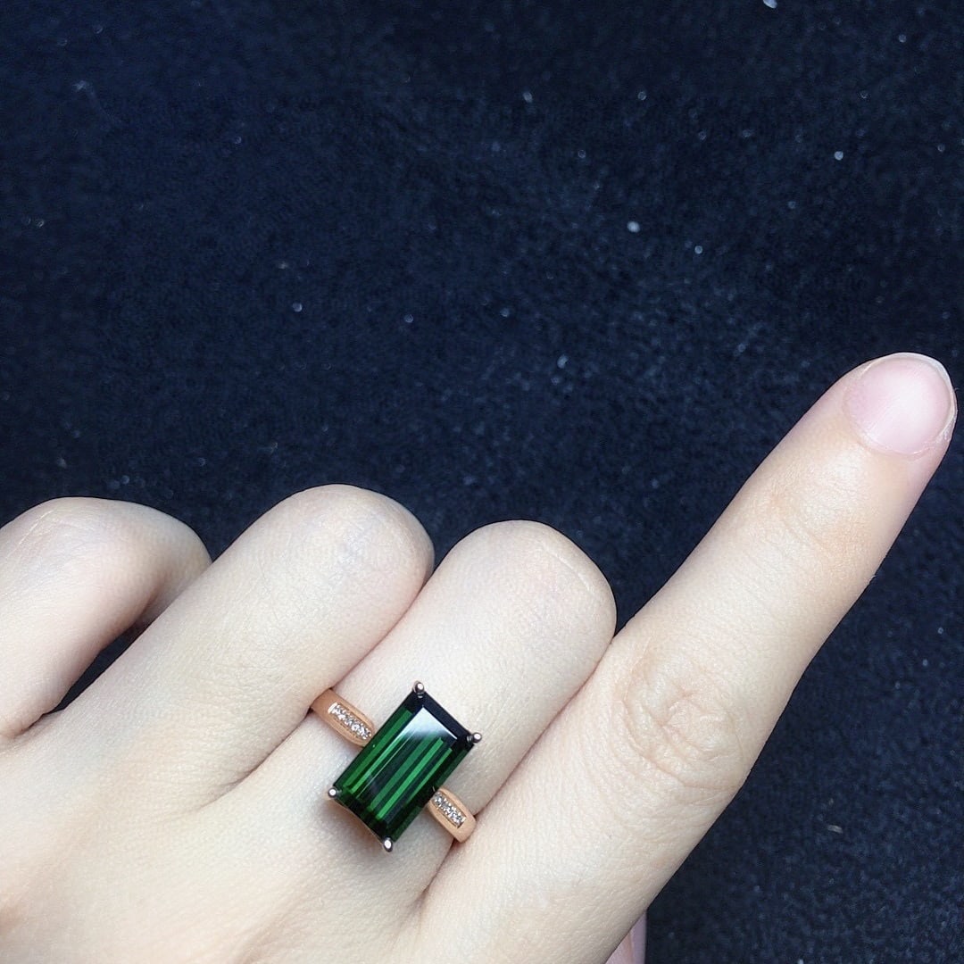 14k Gold 4.0 Ct Natural Tourmaline & Diamond Ring - 3