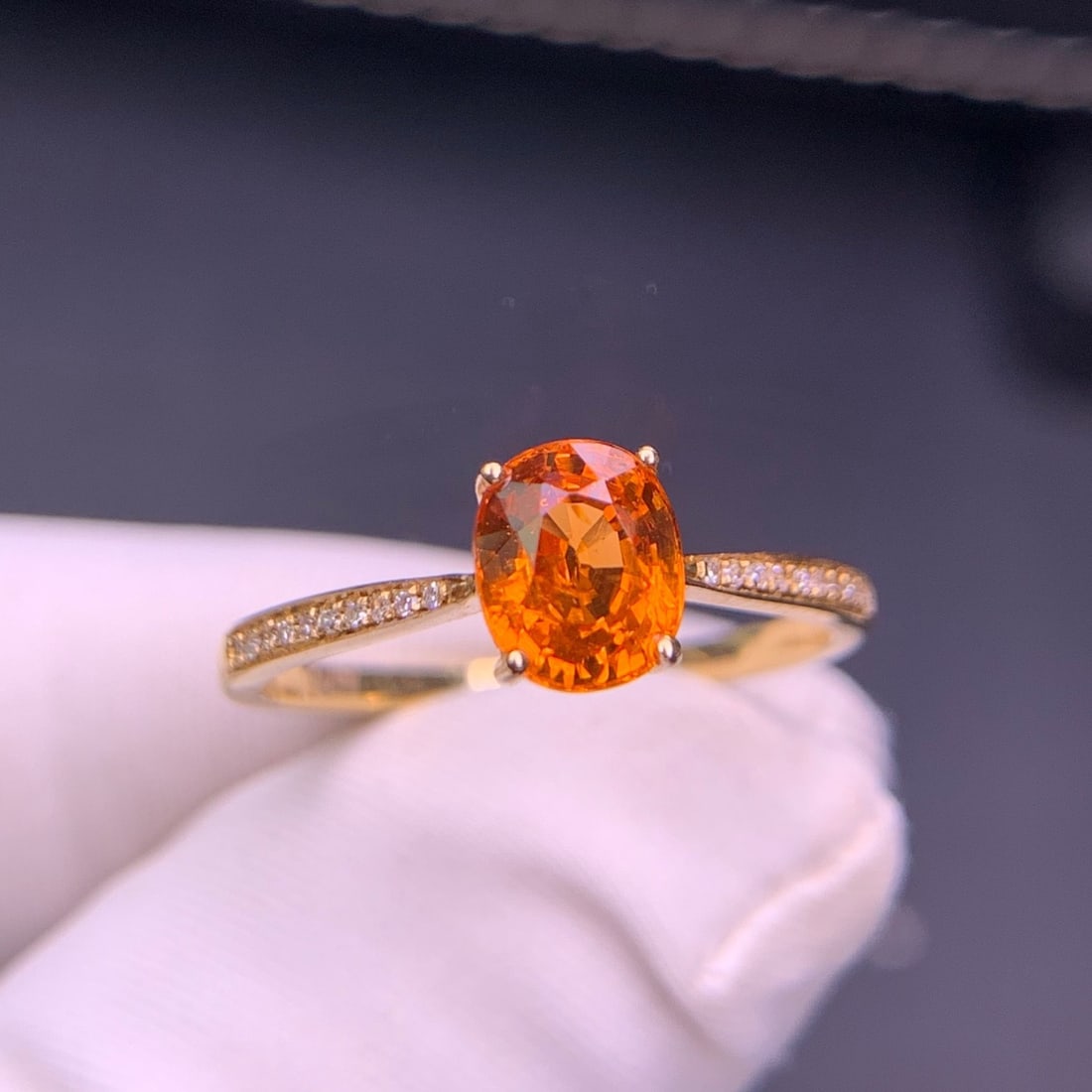 14k Gold 1.6 Ct Natural Spessartine & Diamond Ring - 3