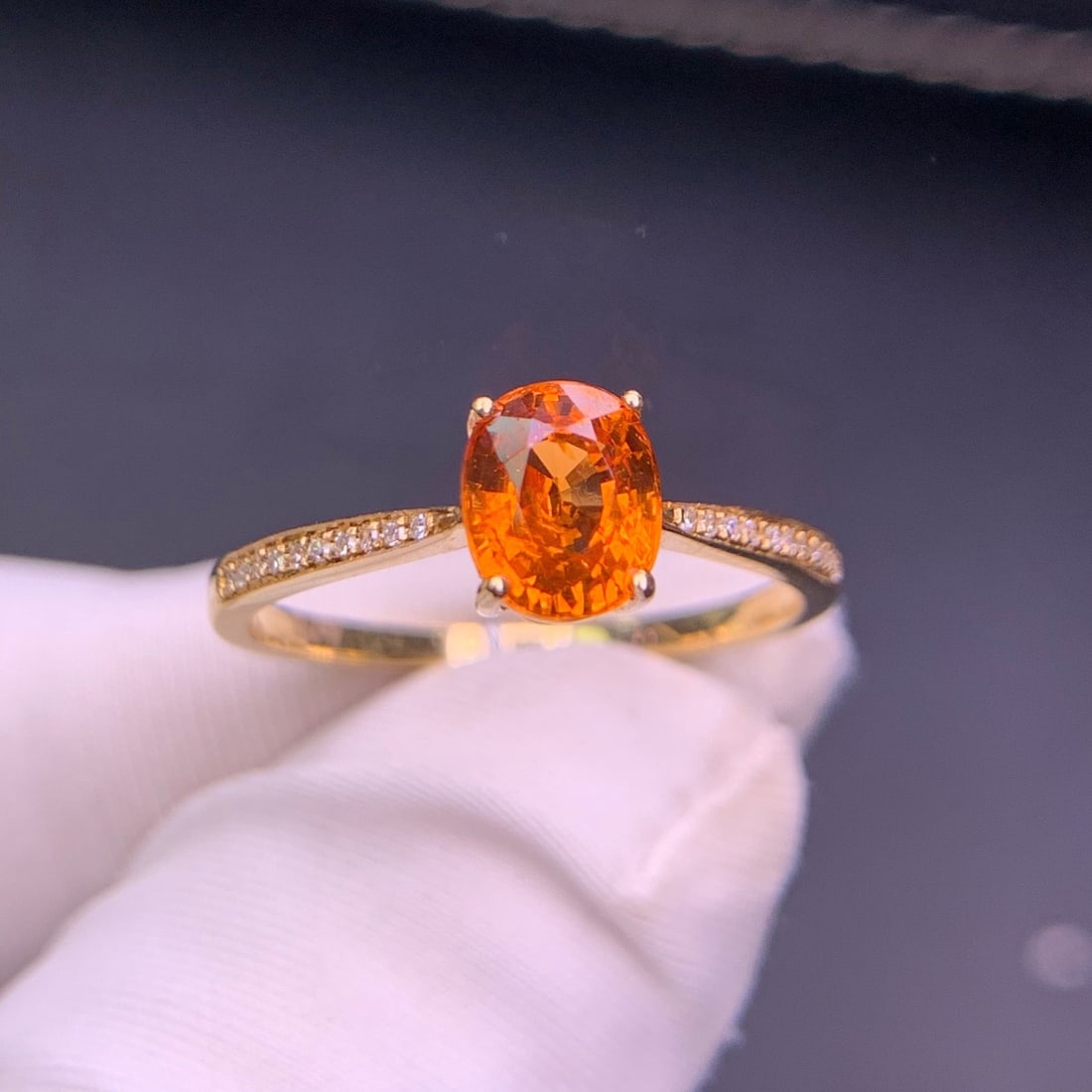 14k Gold 1.6 Ct Natural Spessartine & Diamond Ring - 4