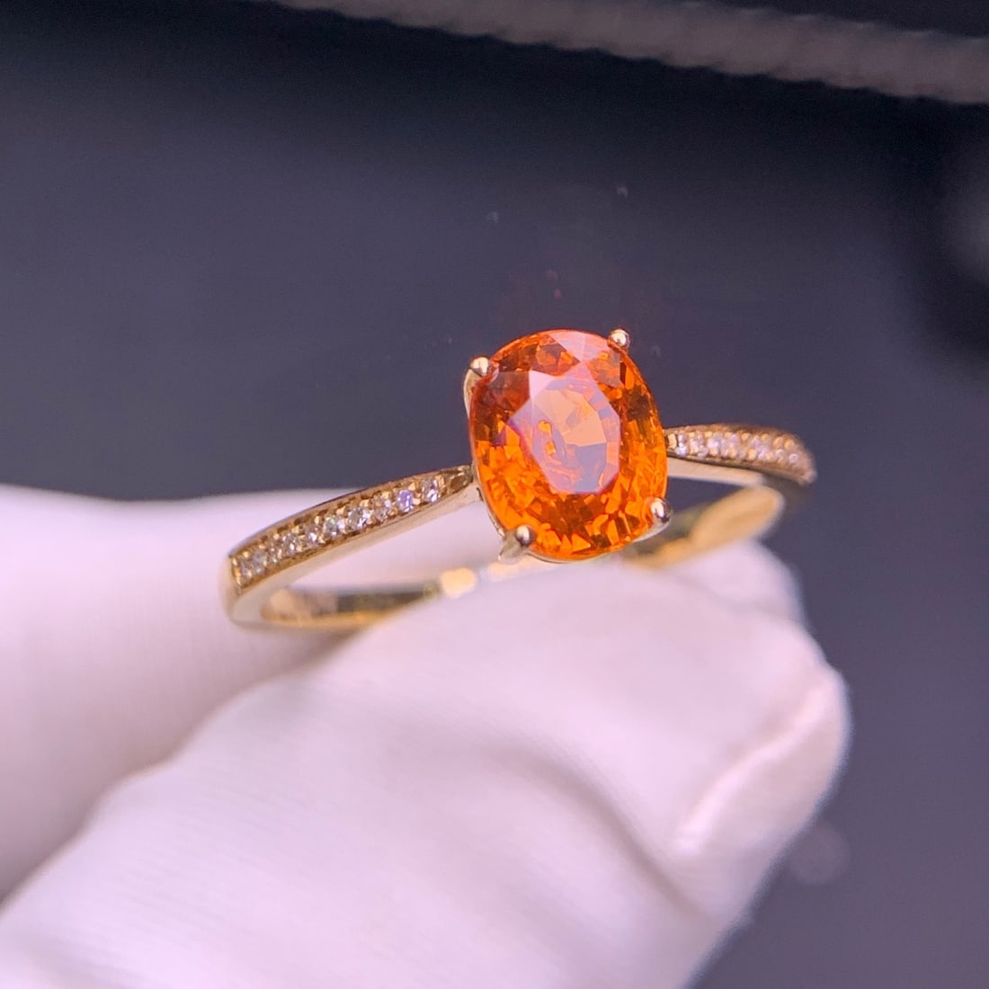 14k Gold 1.6 Ct Natural Spessartine & Diamond Ring - 5