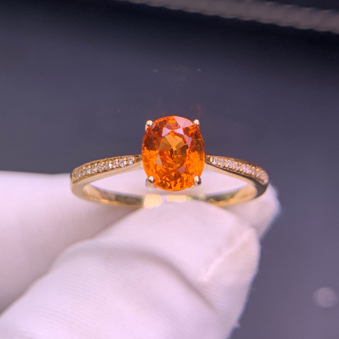 14k Gold 1.6 Ct Natural Spessartine & Diamond Ring - 6