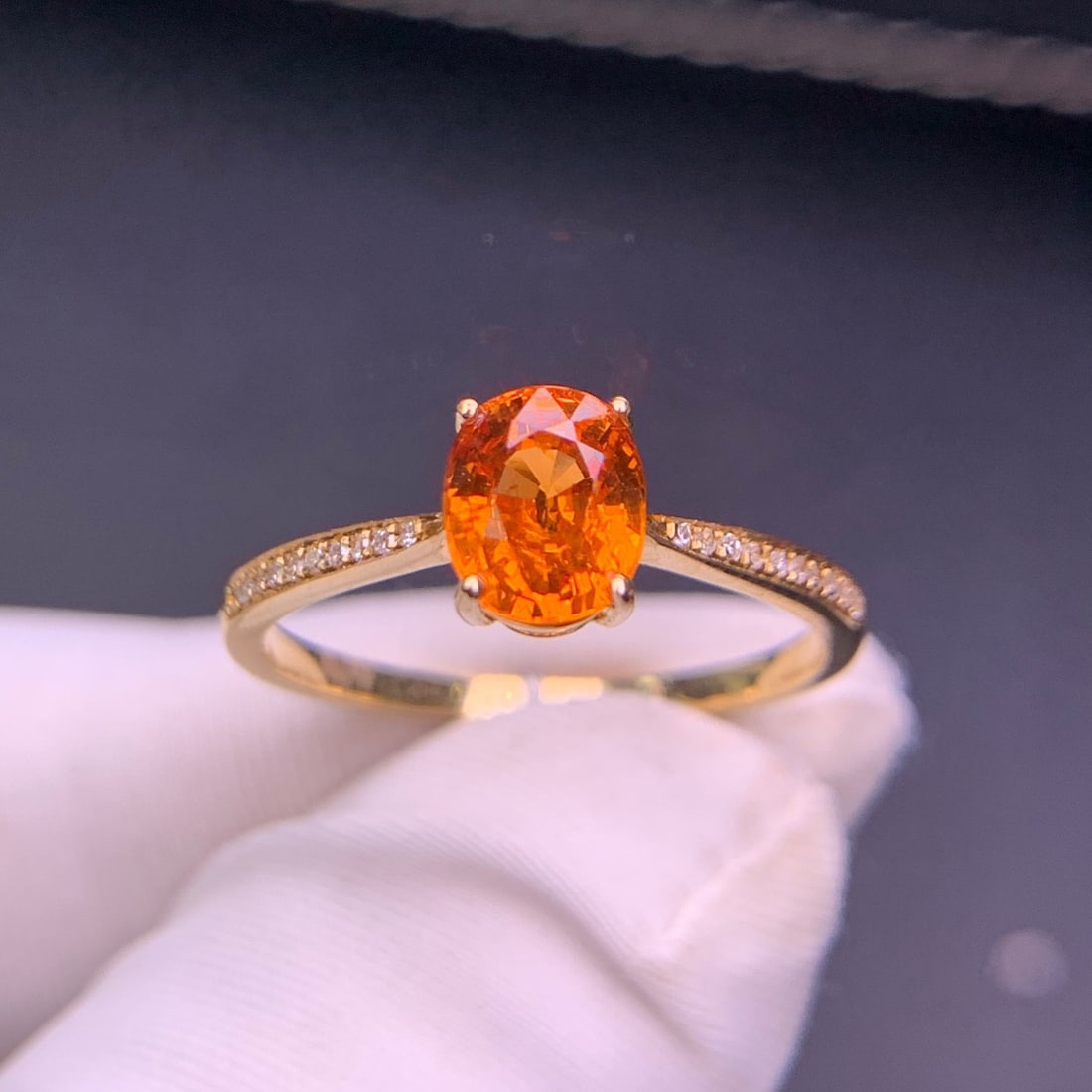 14k Gold 1.6 Ct Natural Spessartine & Diamond Ring - 7
