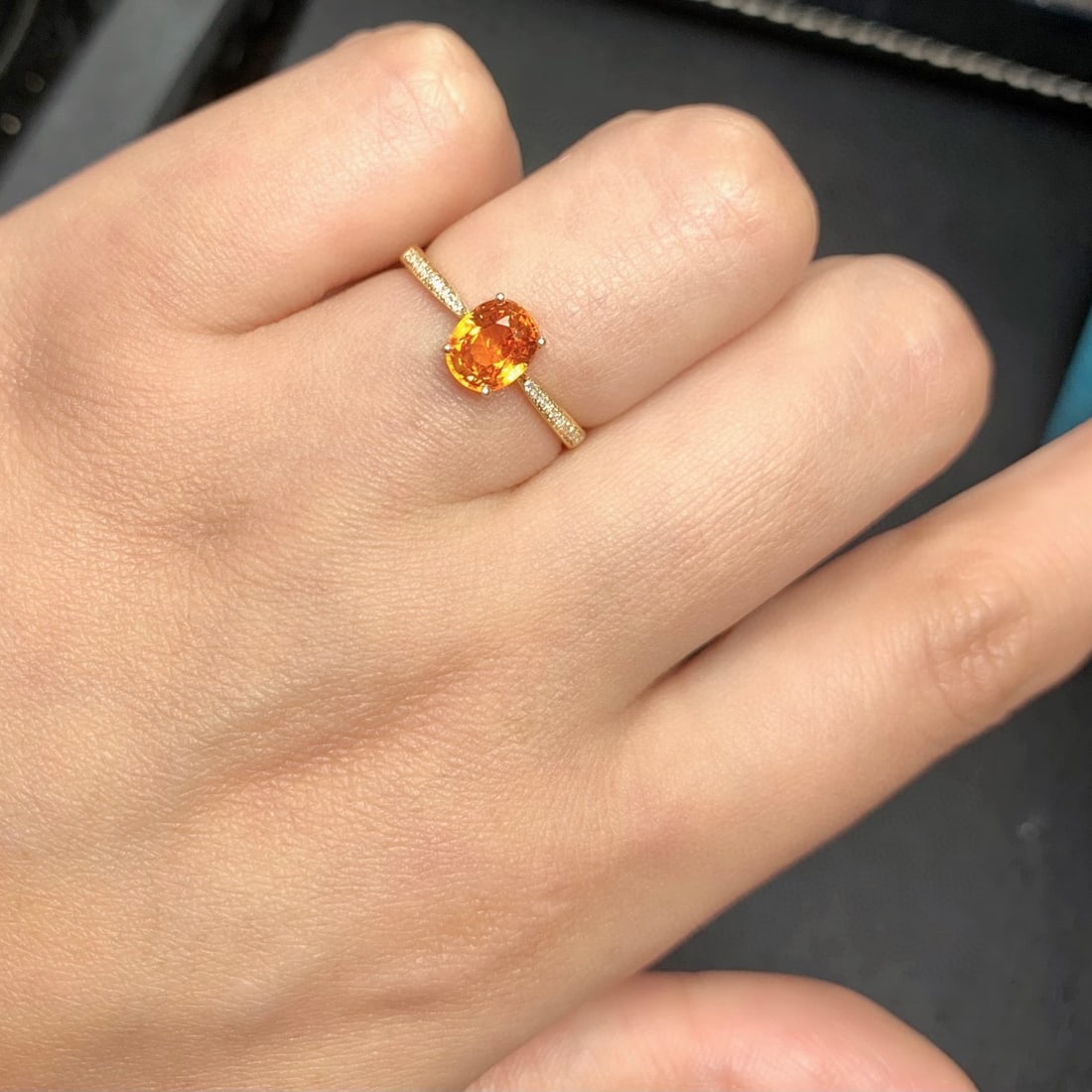 14k Gold 1.6 Ct Natural Spessartine & Diamond Ring - 9