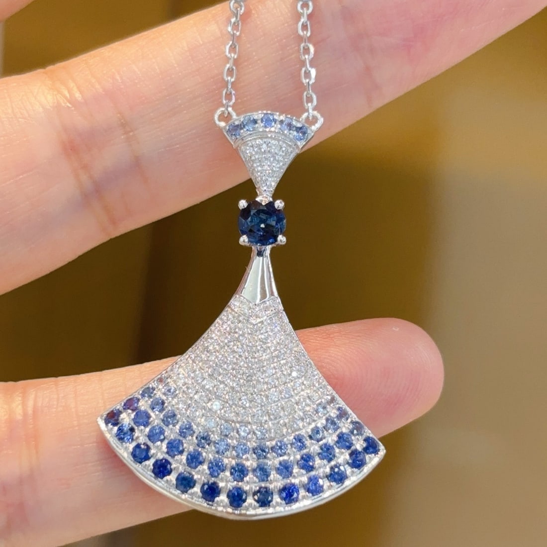 14k Gold 1.2 Ctw Natural Sapphire & Diamond Necklace - 3