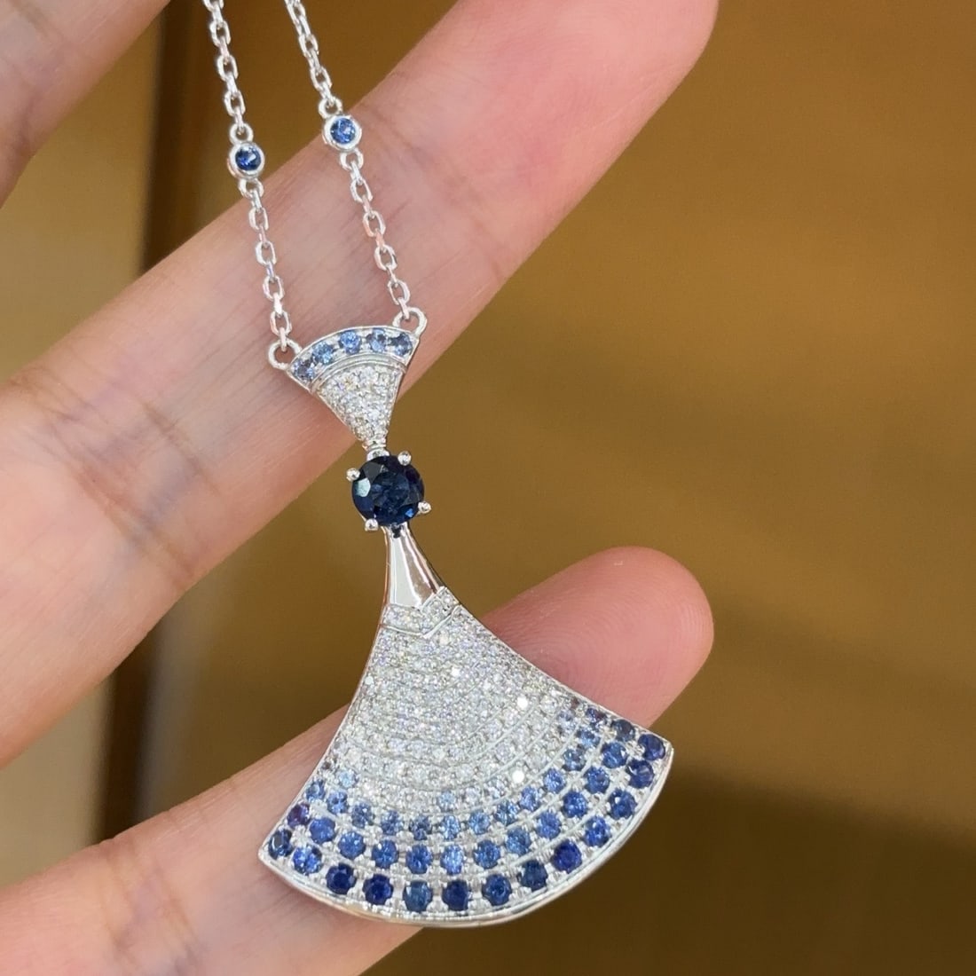 14k Gold 1.2 Ctw Natural Sapphire & Diamond Necklace - 6