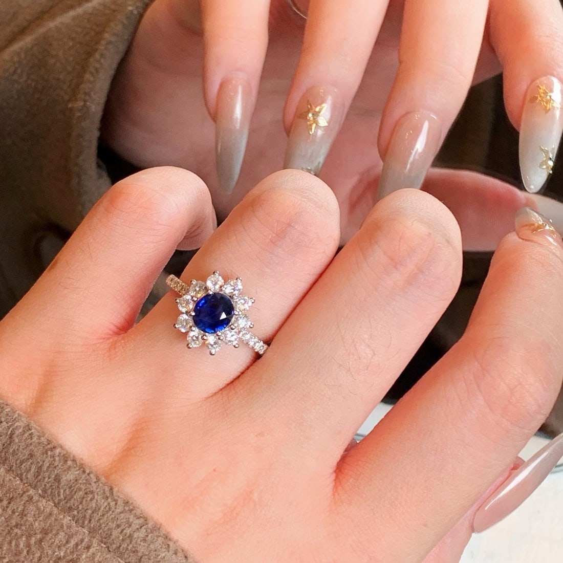 14k Gold 1.92 Ctw Natural Sapphire & Diamond Ring - 5