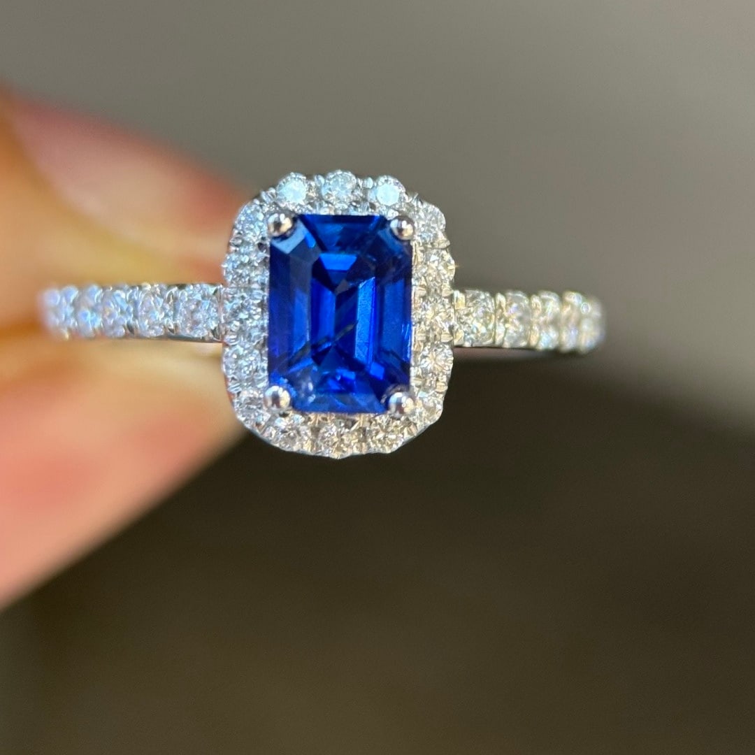 14k Gold 1.39 Ctw Natural Sapphire & Diamond Ring - 5