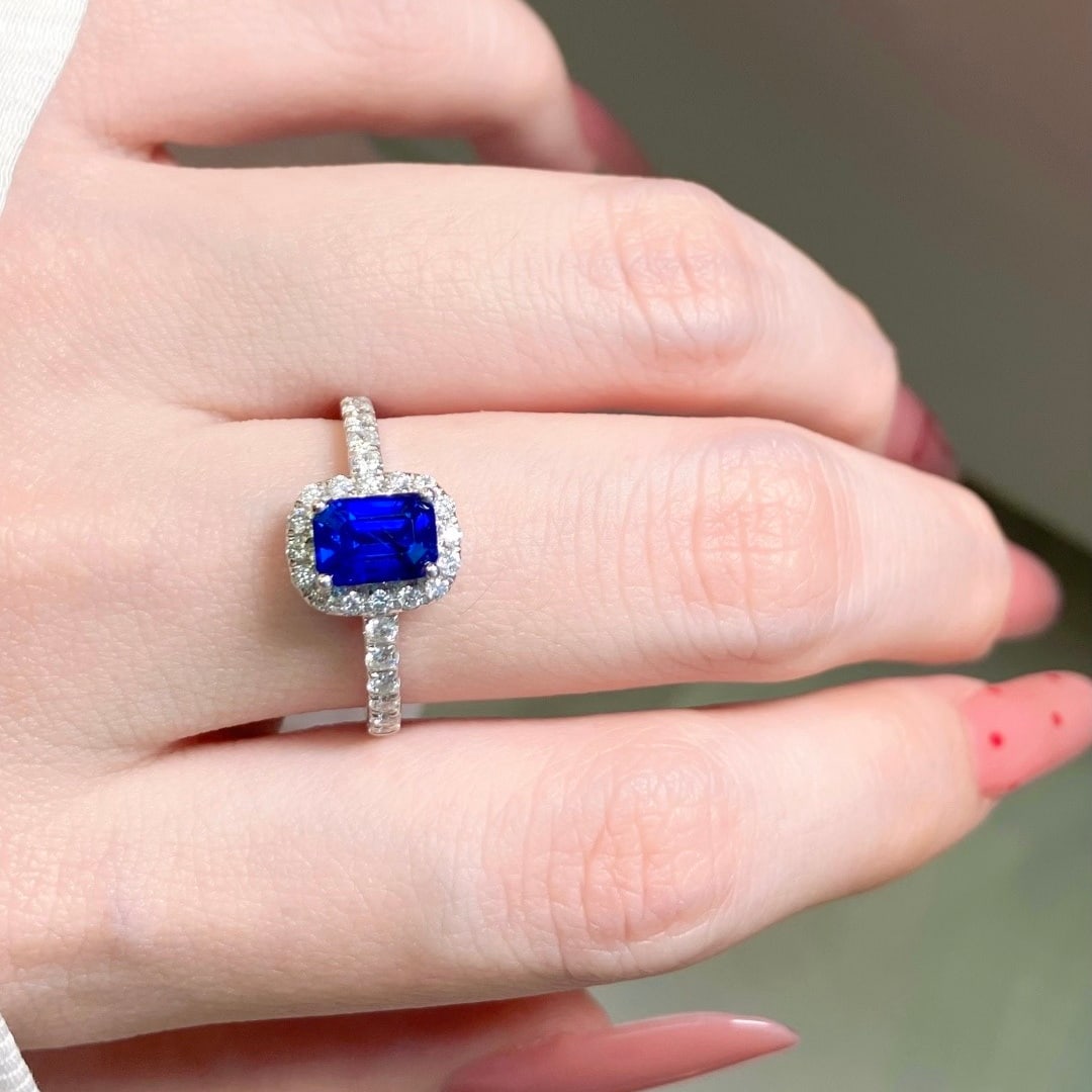 14k Gold 1.39 Ctw Natural Sapphire & Diamond Ring - 6