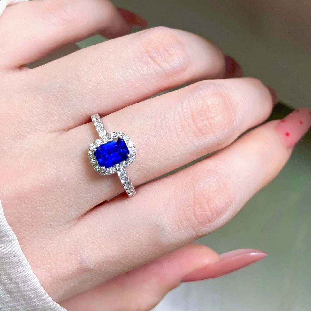 14k Gold 1.39 Ctw Natural Sapphire & Diamond Ring - 7