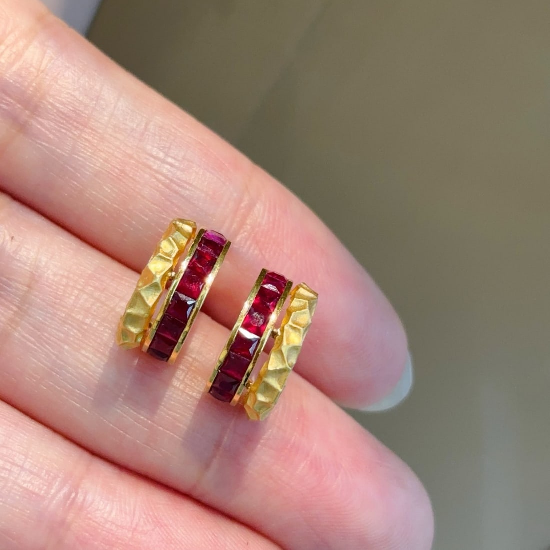 14k Gold 2 Ct Natural Ruby Earrings - 4
