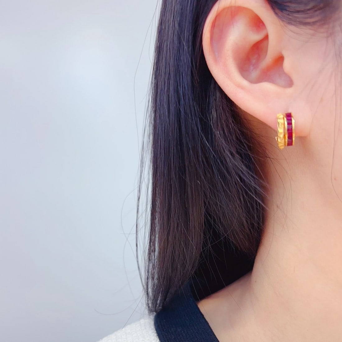 14k Gold 2 Ct Natural Ruby Earrings - 6