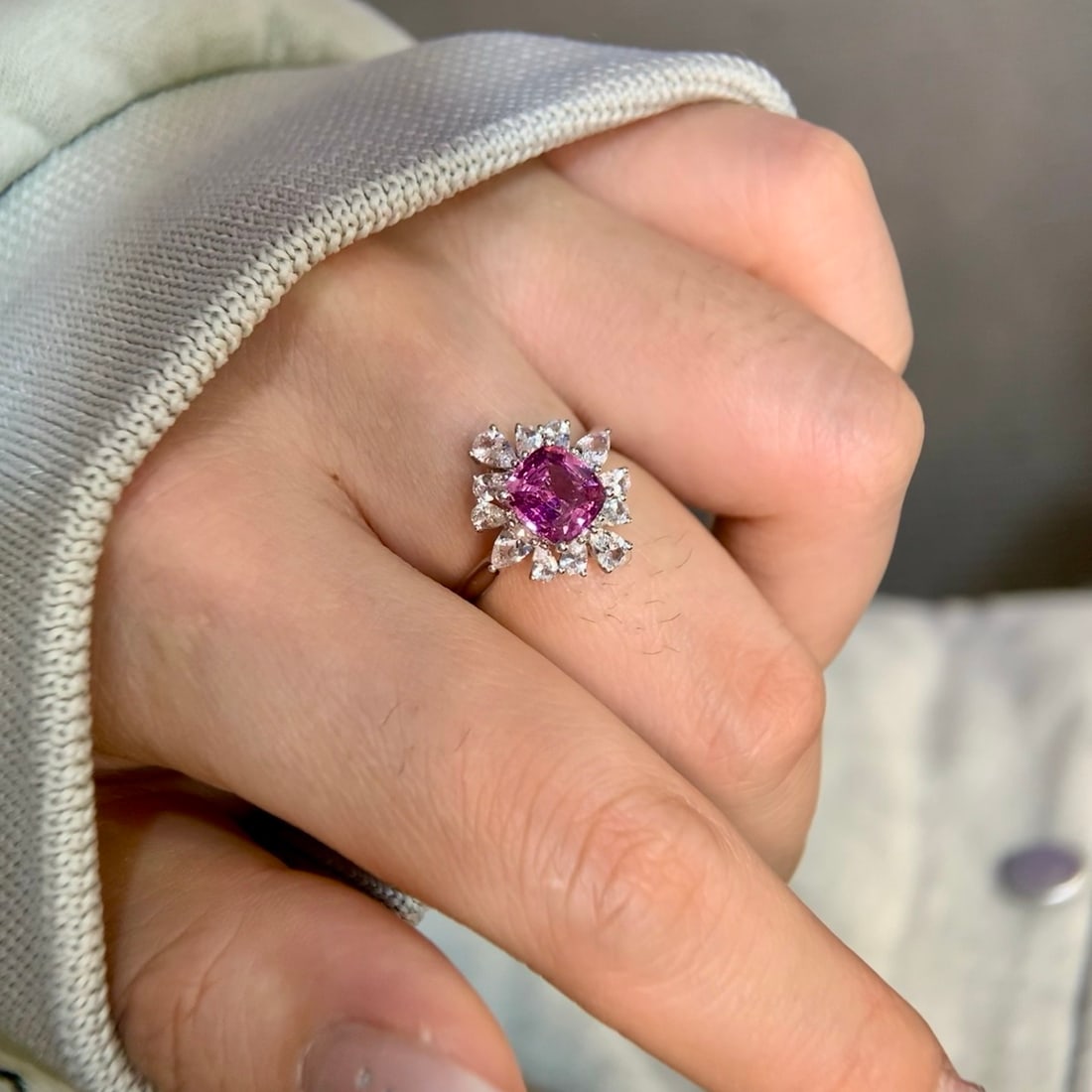 14k Gold 2.70 Ctw Natural Sapphire & Sapphire Ring - 4