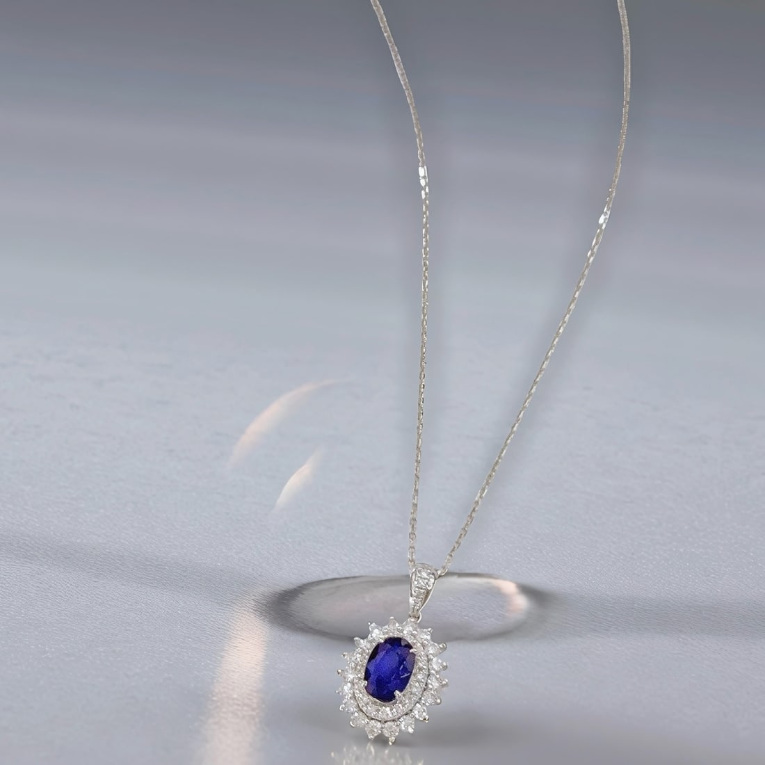 Express Shipping 18k Gold 1.15 Ctw Natural Sapphire & Diamond Necklace - 3