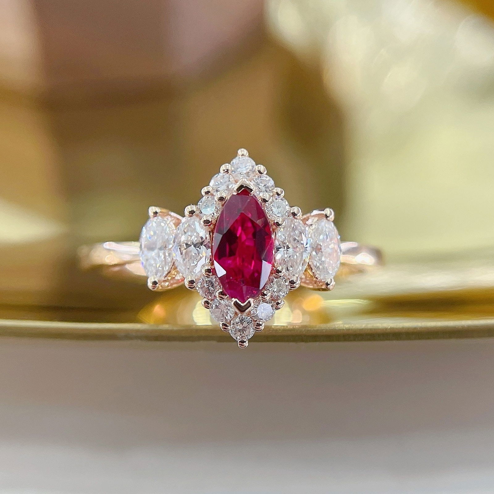 Express Shipping 18k Gold 0.57 Ctw Natural Ruby & Diamond Ring (1 of 4)