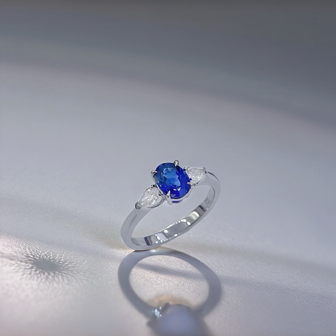 Express Shipping 18k Gold 1.34 Ctw Natural Sapphire & Diamond Ring - 4