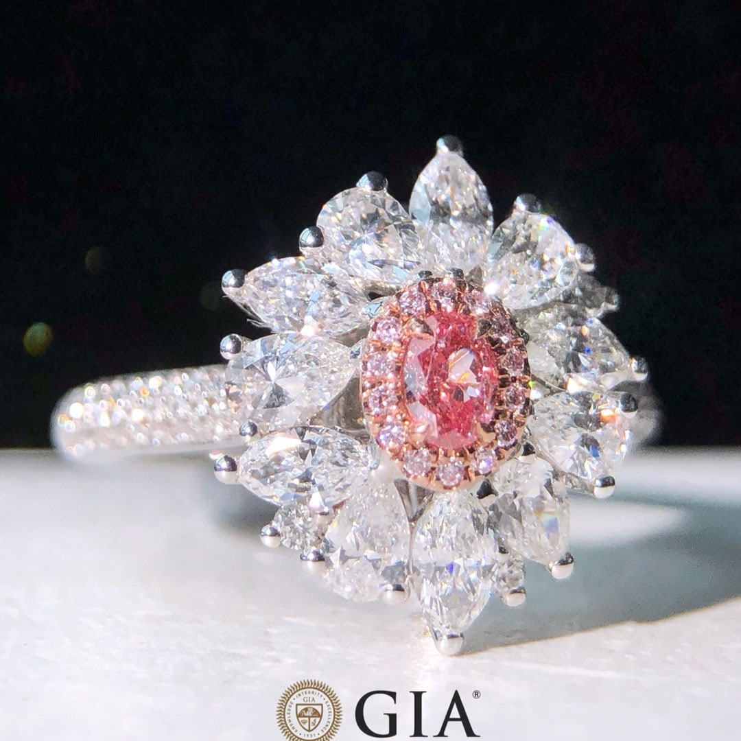 Express Shipping Gia Certified Express Shipping 18k Gold 1.40 Ctw Natural Pink Diamond & Diamond ... - 2