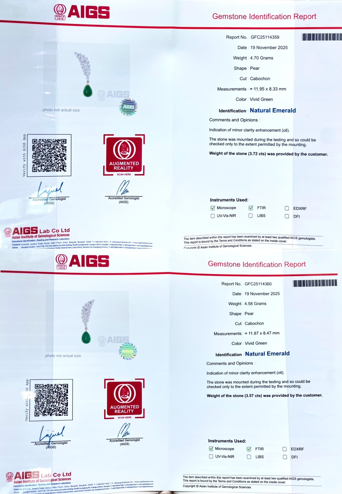 Express Shipping 18k Gold 9.63 Ctw Vivid Green Natural Emerald & Diamond Earrings - 5