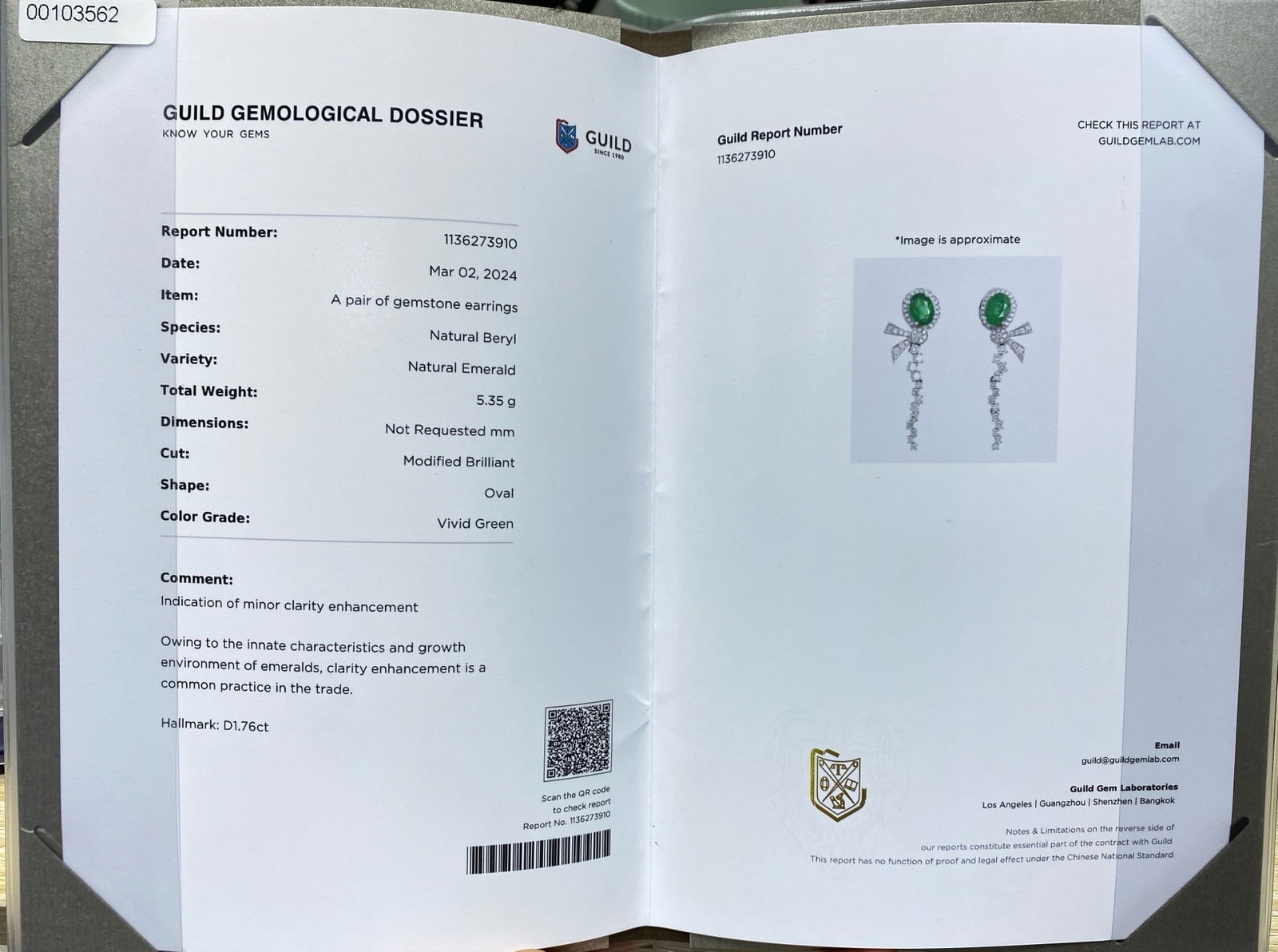 Express Shipping 18k Gold 2.96 Ctw Vivid Green Natural Emerald & Diamond Earrings - 4