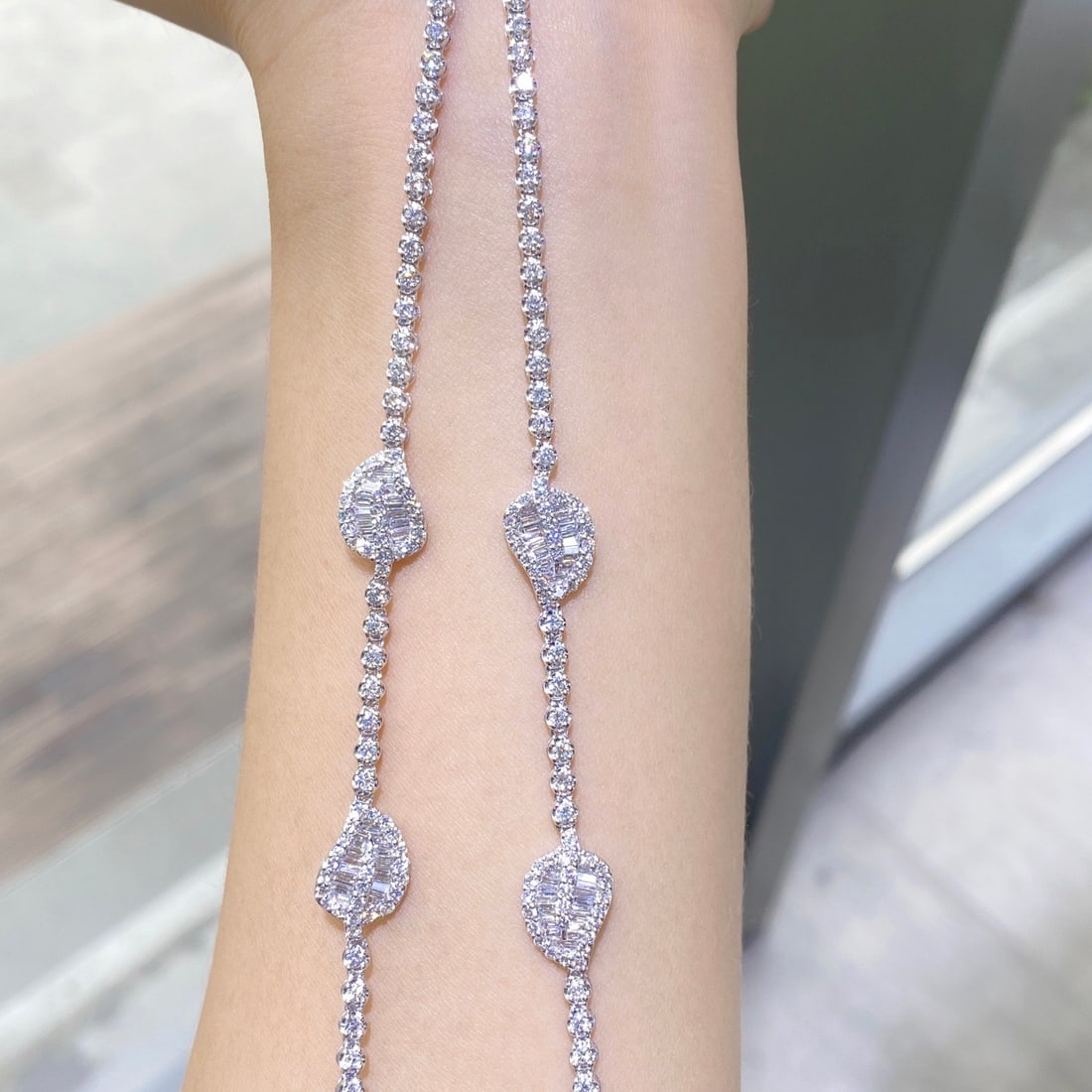 Express Shipping 18k Gold 24.23 Ctw Natural Morganite & Diamond Necklace - 3