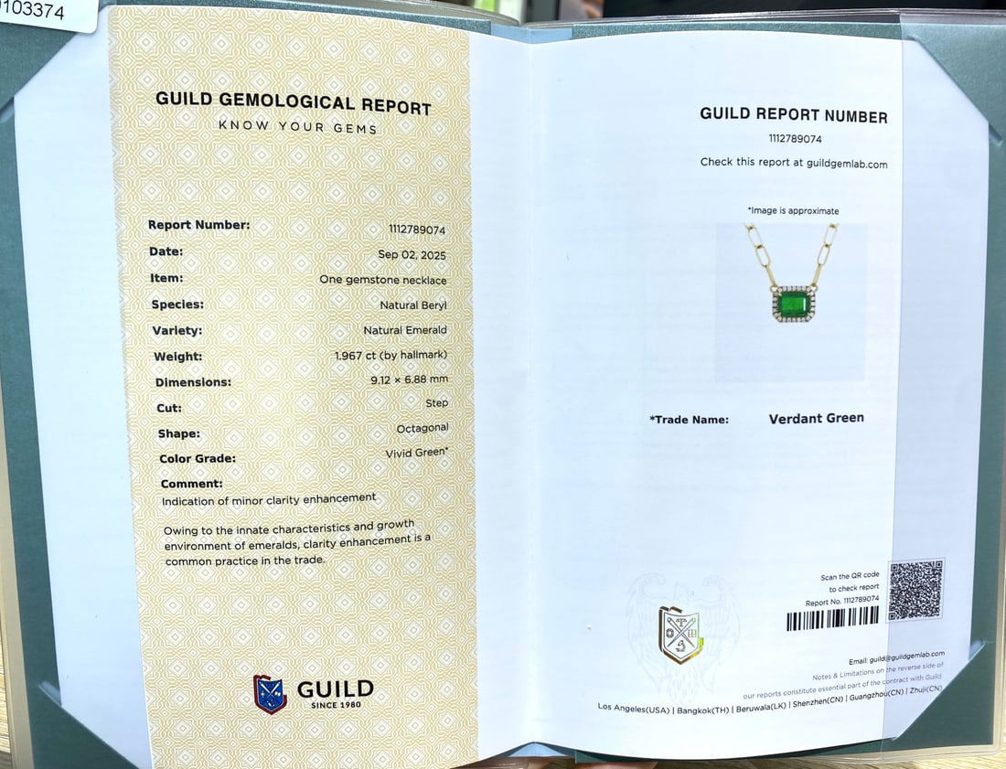 Express Shipping 18k Gold 2.18 Ctw Vivid Green Natural Emerald & Diamond Necklace - 4