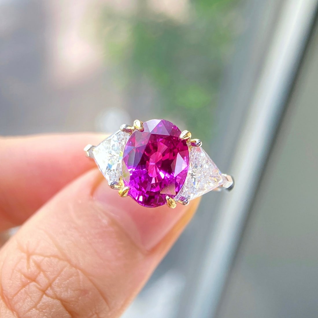 Express Shipping 18k Gold 6.11 Ctw Natural Sapphire & Diamond Ring - 2