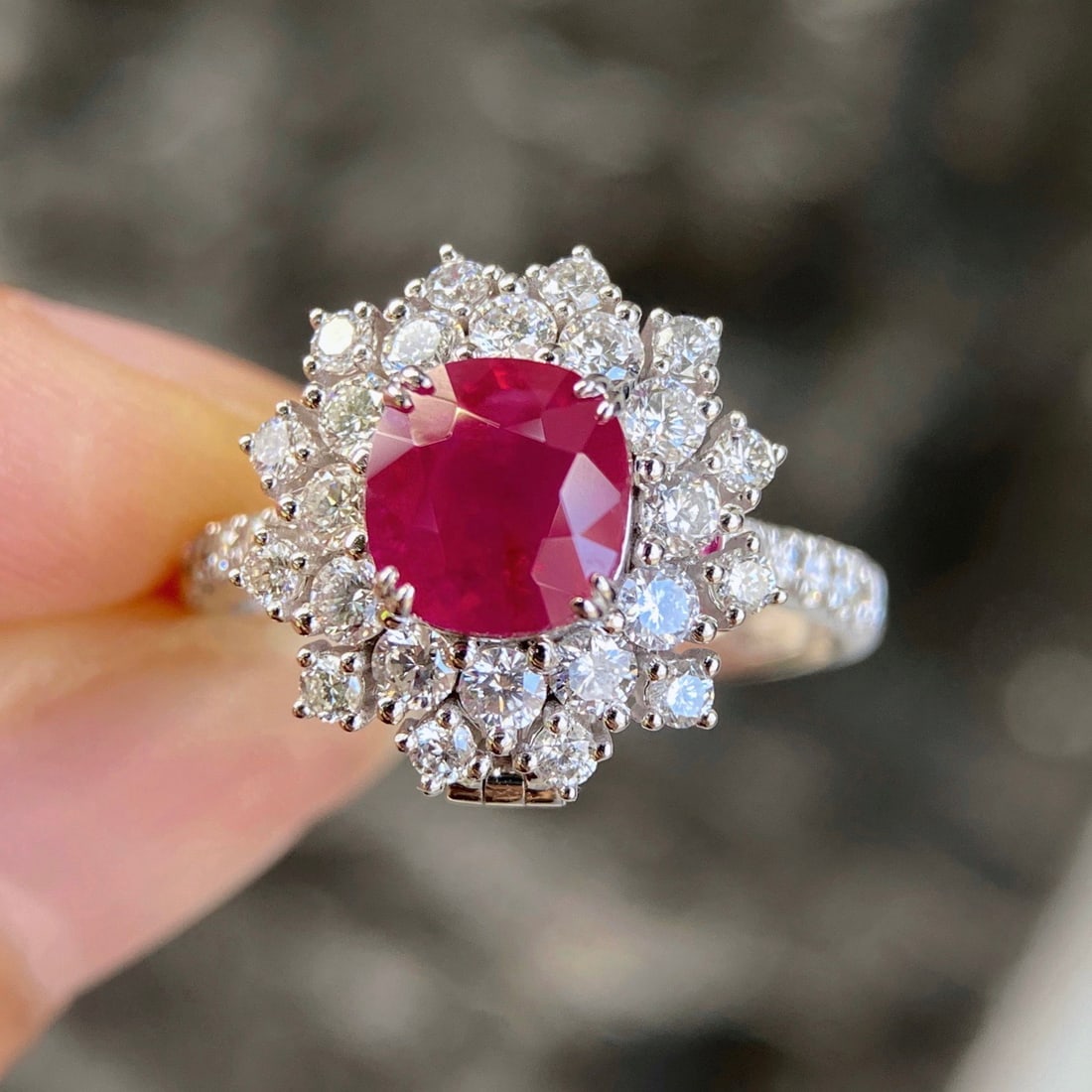 Express Shipping 18k Gold 3.51 Ctw Burma Natural Ruby & Diamond Ring/pendant( Without Chain ) - 2