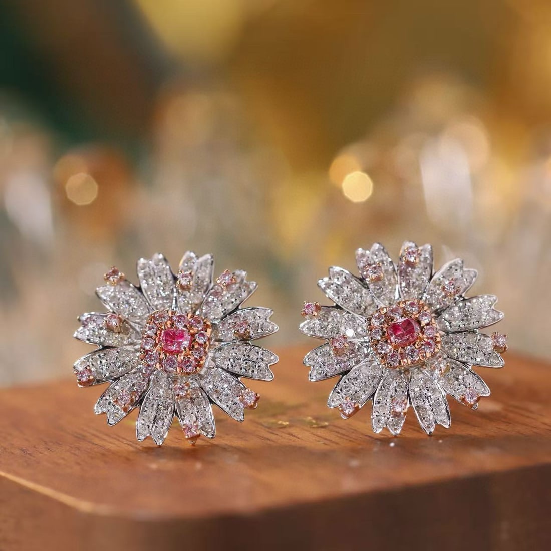 14k Gold 0.90 Ct Natural Color Diamond & Flowers Earrings: Ref:231105039 // gold content:14k gold // main gemstone:diamond // shape:multiple // carat weight:0. 90ct // clarity grade:vs-si // color:color // treatment:natural // Condition: NewLow Estimate: