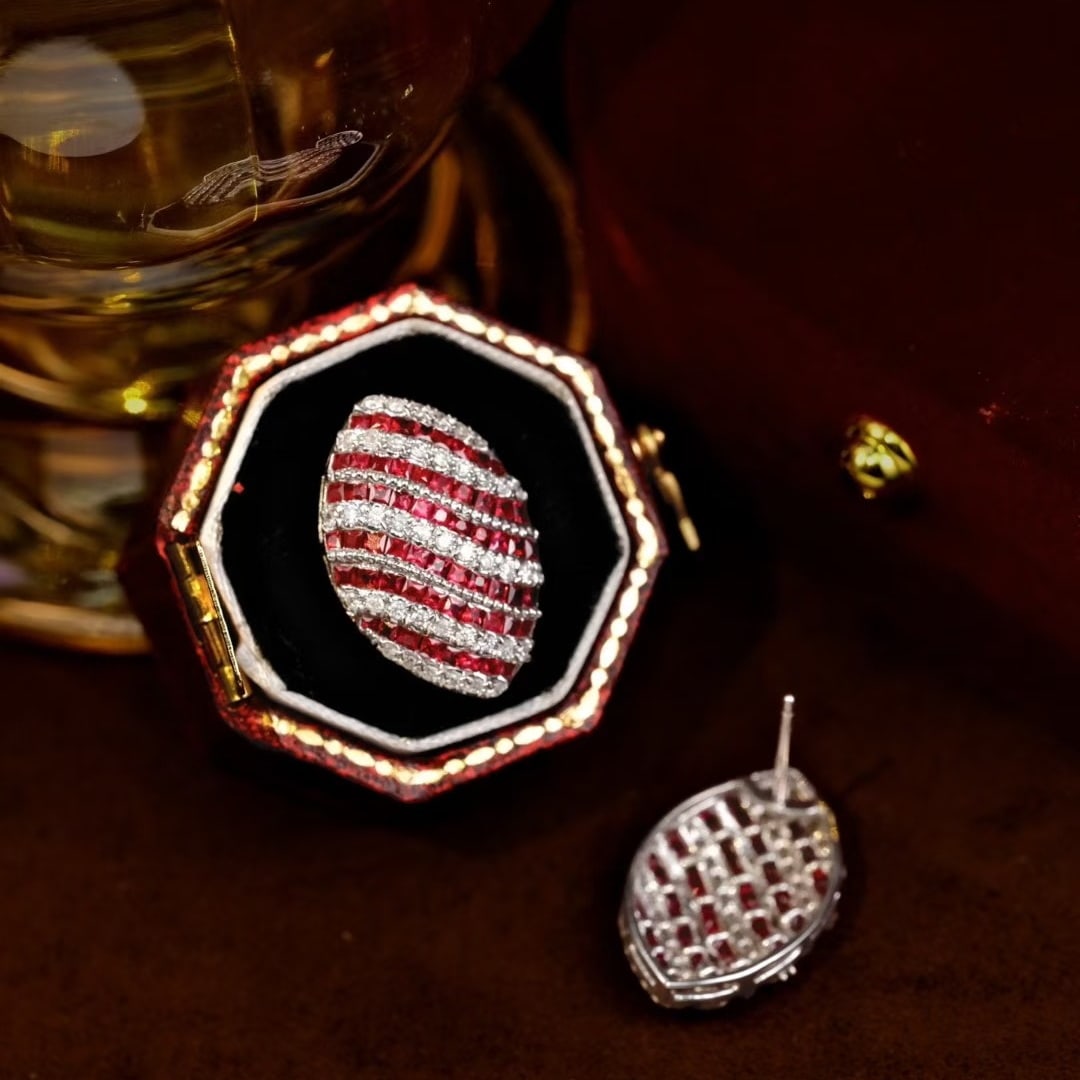 14k Gold 2.88 Ctw Natural Ruby & Diamond Earrings - 2