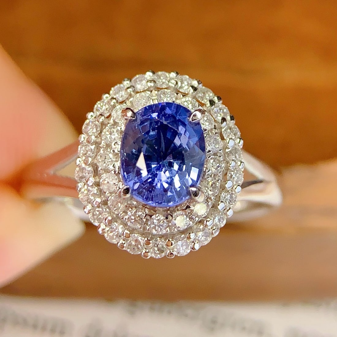 14k Gold 1.3 Ct Natural Sapphire & Diamond Ring: Ref:231105237 // gold content:14k gold // ring size:7. 25us // // main gemstone:sapphire // shape:oval // carat weight:1. 3ct // color:blue // treatment:natural // // adjacent gemstone 2 : diamond