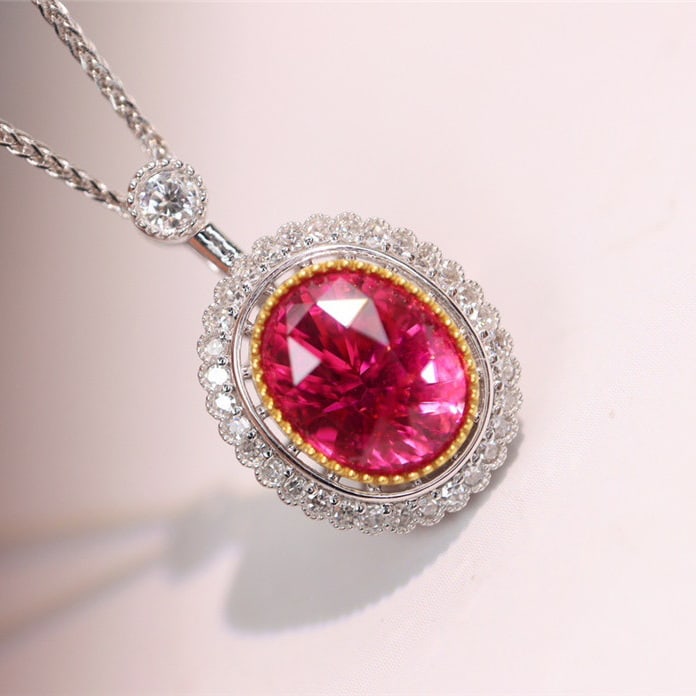 14k Gold 2.23 Ctw Natural Spinel & Diamond Pendant( Without Chain ) - 3