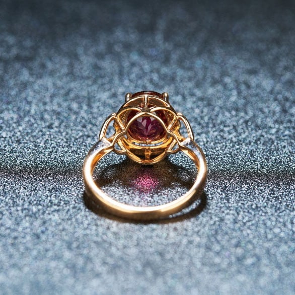 14k Gold 3.31 Ct Natural Tourmaline & Diamond Ring - 5