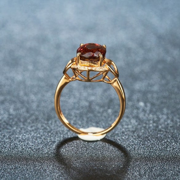 14k Gold 3.31 Ct Natural Tourmaline & Diamond Ring - 6