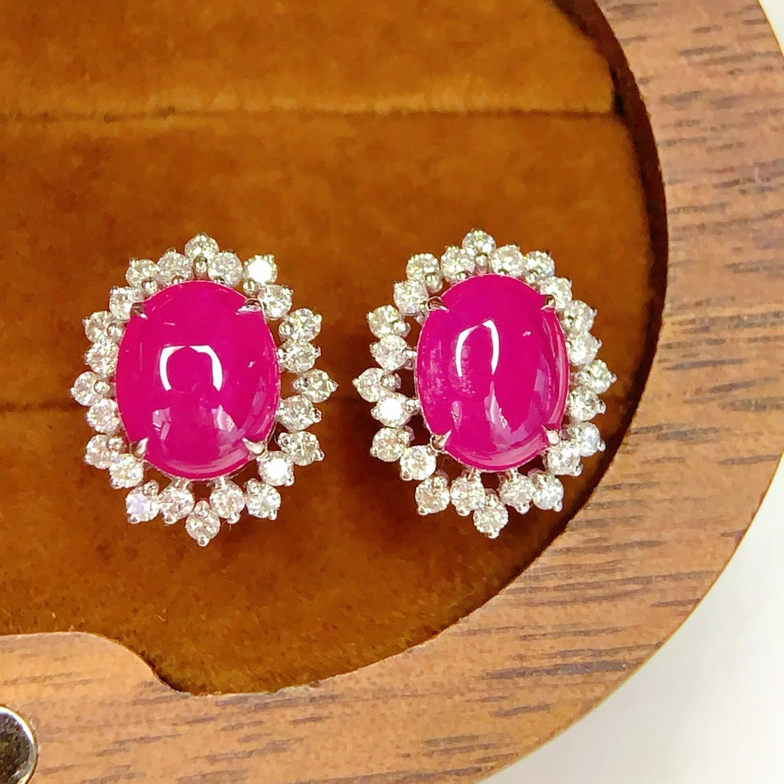 14k Gold 3.15 Ct Natural Ruby & Diamond Earrings - 2