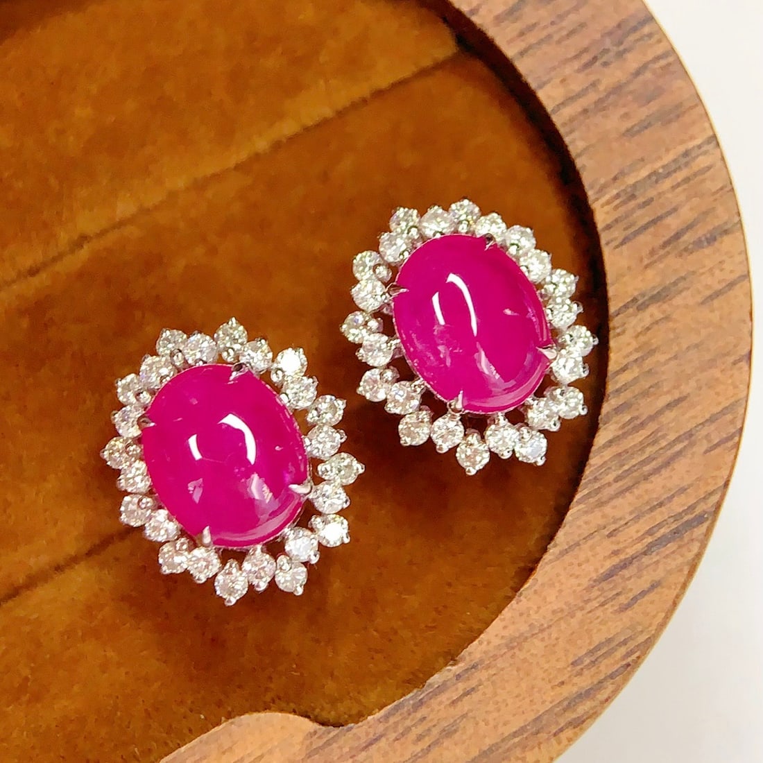 14k Gold 3.15 Ct Natural Ruby & Diamond Earrings - 3