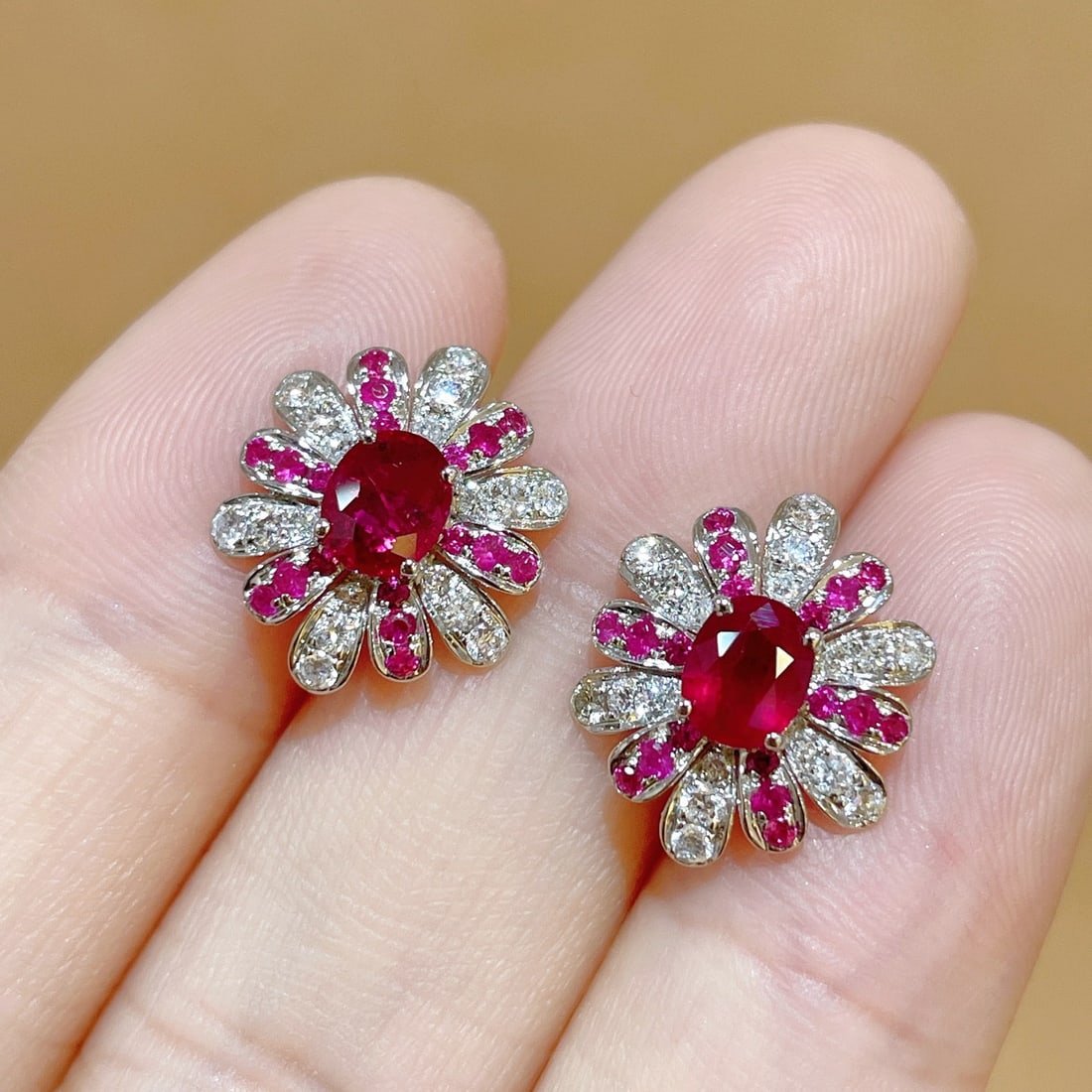 14k Gold 1.30 Ctw Natural Ruby & Ruby Earrings - 2