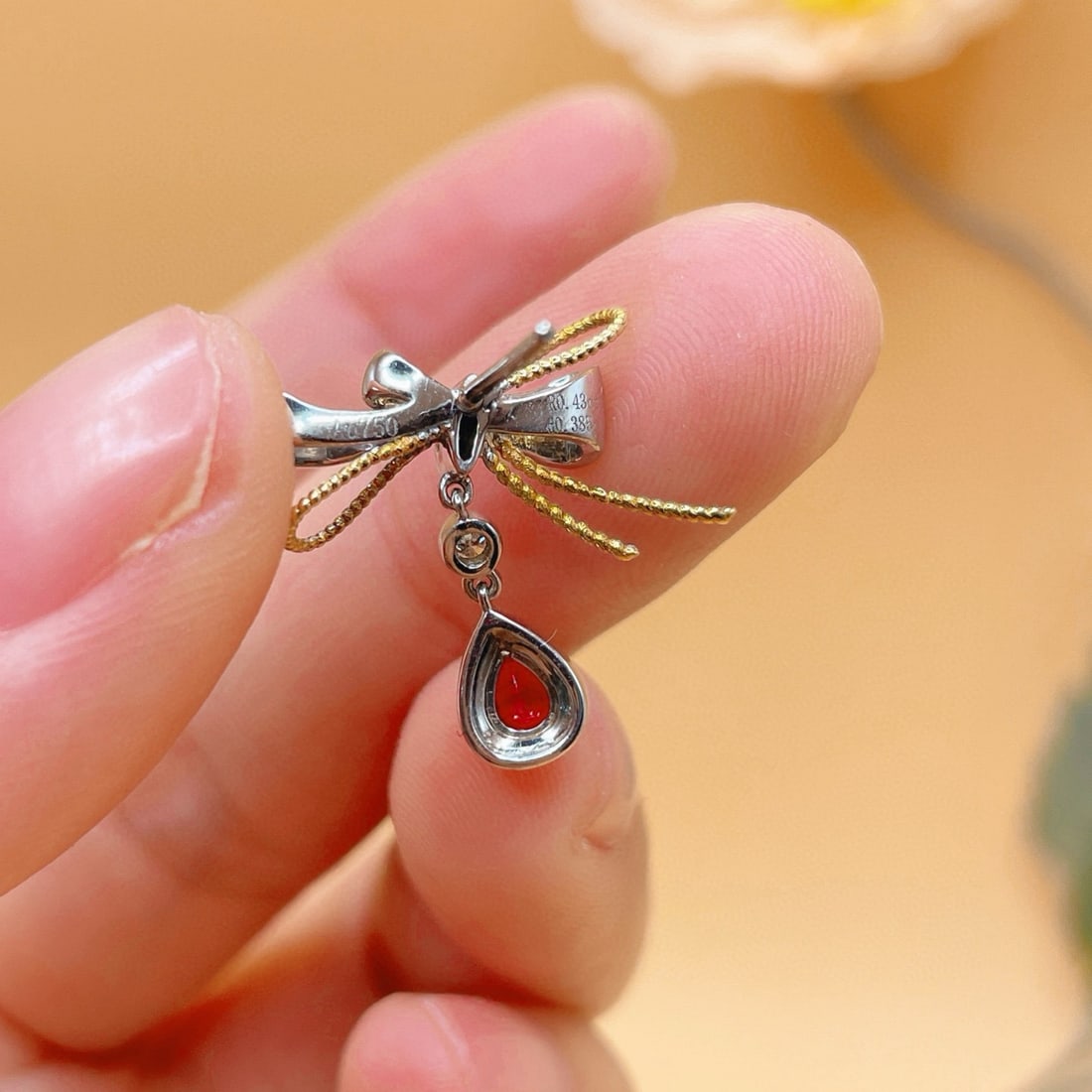 14k Gold 0.81 Ctw Natural Ruby & Diamond Earrings - 5