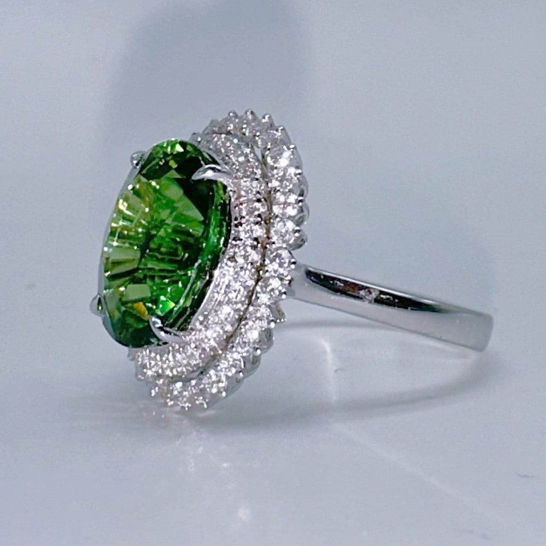 14k Gold 7.67 Ctw Natural Tourmaline & Diamond Ring - 3