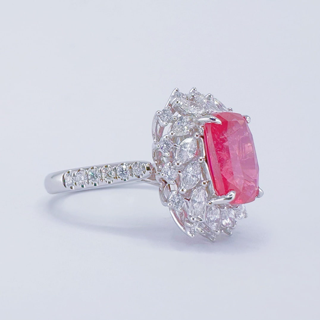 14k Gold 4.21 Ctw Natural Spinel & Diamond Ring/pendant( Without Chain ) - 2