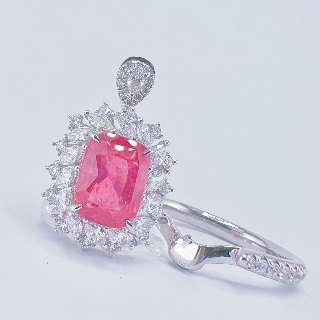 14k Gold 4.21 Ctw Natural Spinel & Diamond Ring/pendant( Without Chain ) - 3