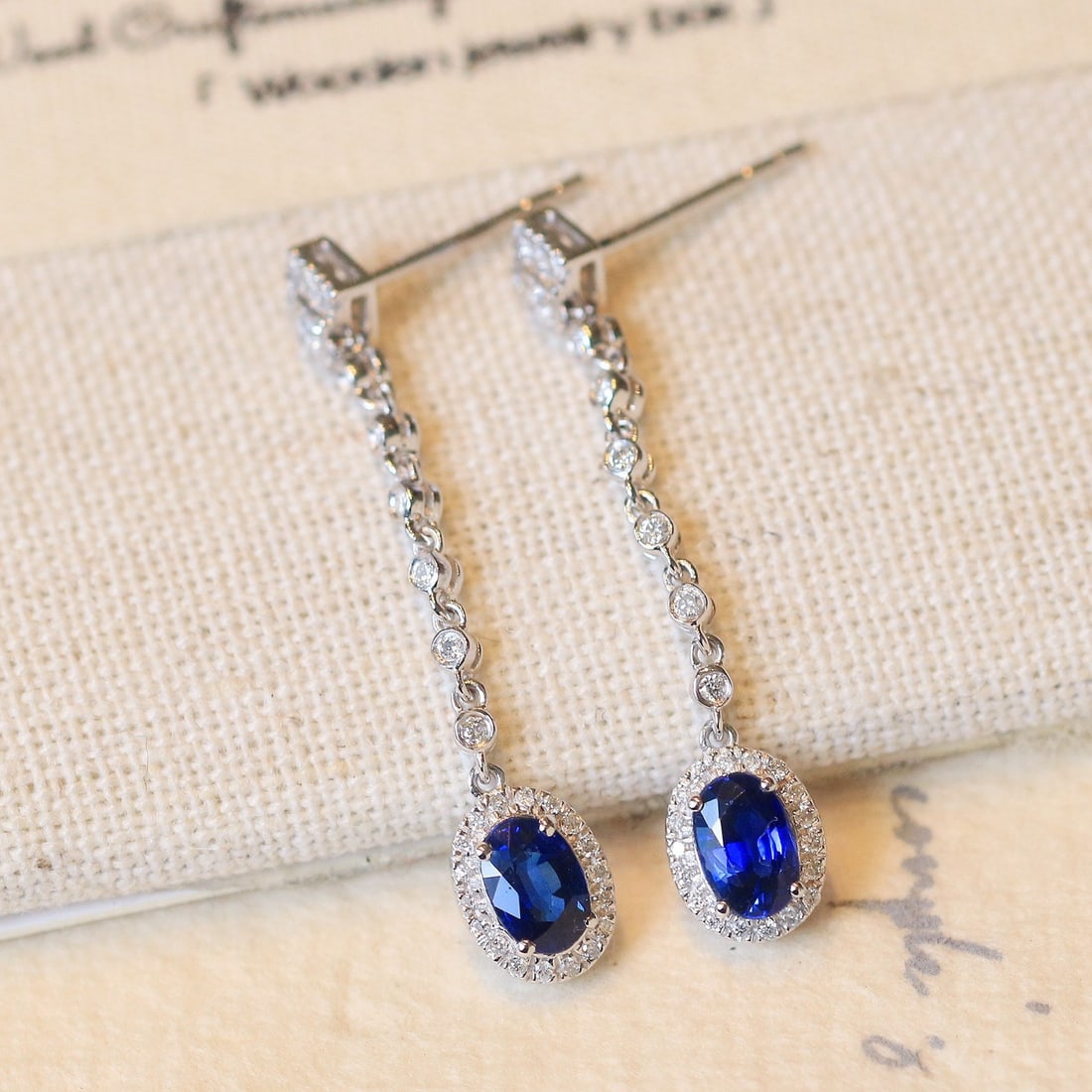 14k Gold 1.44 Ctw Natural Sapphire & Diamond Earrings - 6