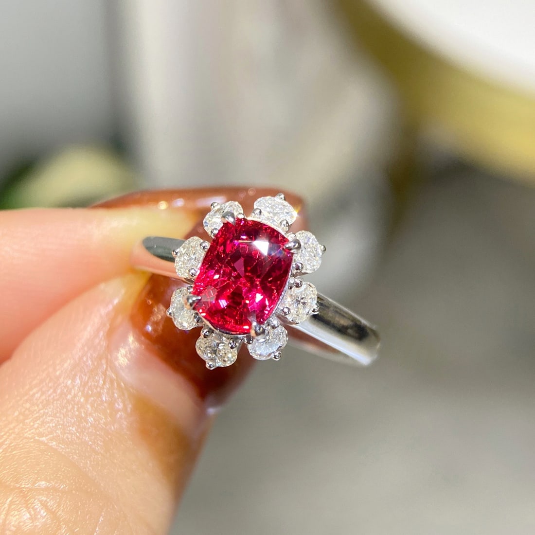 14k Gold 2.22 Ctw Natural Spinel & Diamond Ring - 2