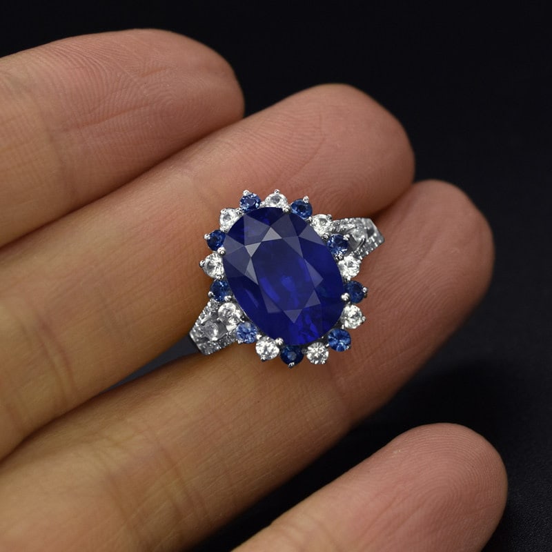 14k Gold 5.65 Ctw Natural Sapphire & Sapphire Ring - 2