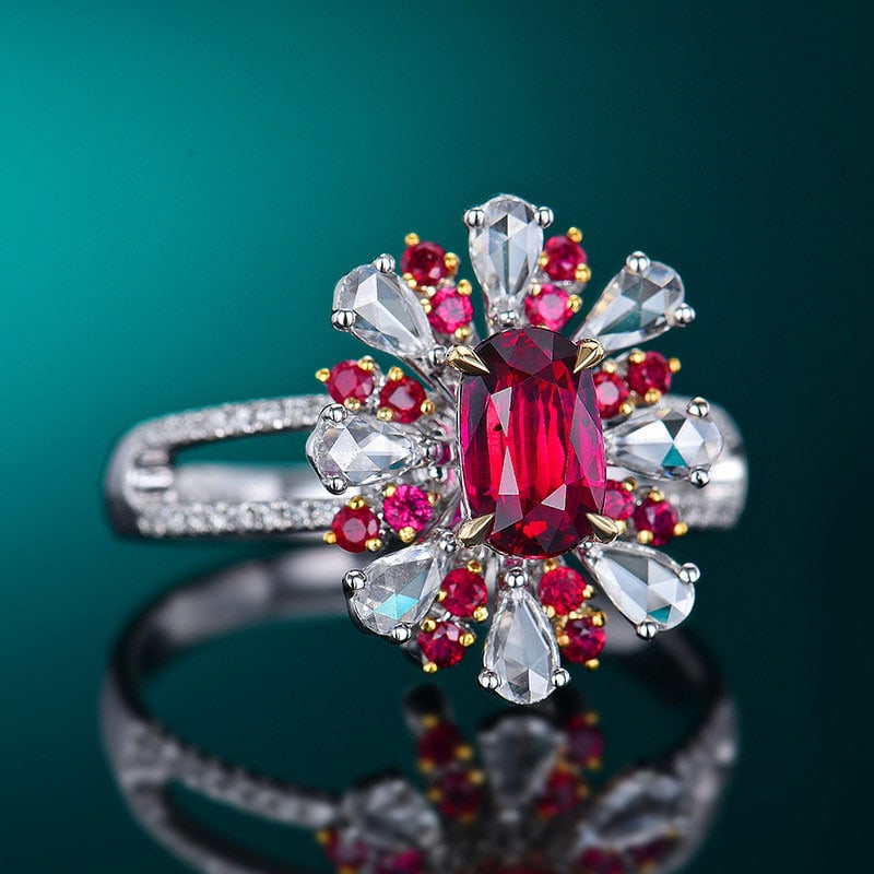 14k Gold 1.45 Ctw Natural Ruby & Diamond Ring/pendant( Without Chain ) - 2