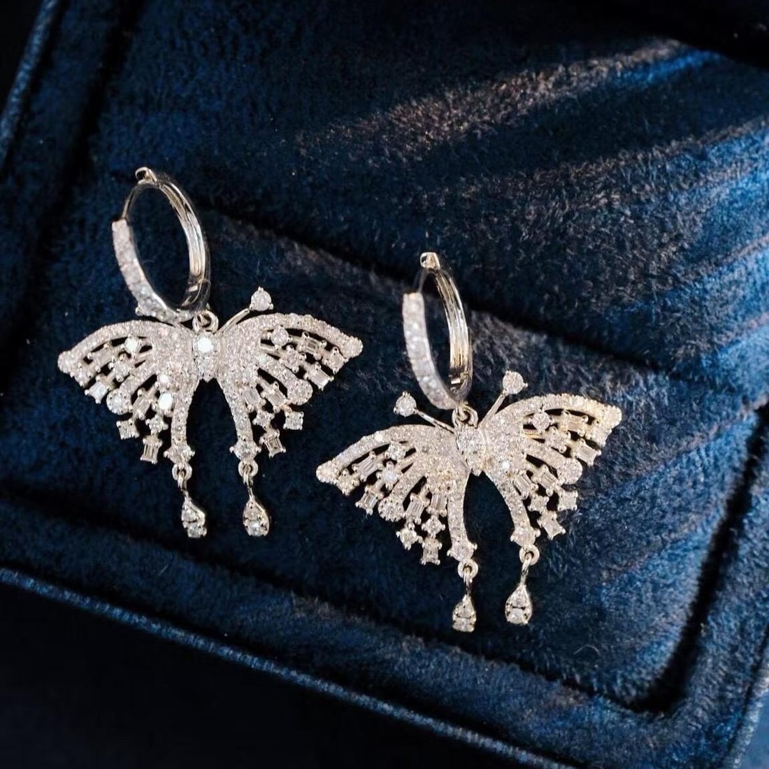 14k Gold 1.36 Ct Natural H Diamond & Butterfly Earrings (1 of 10)