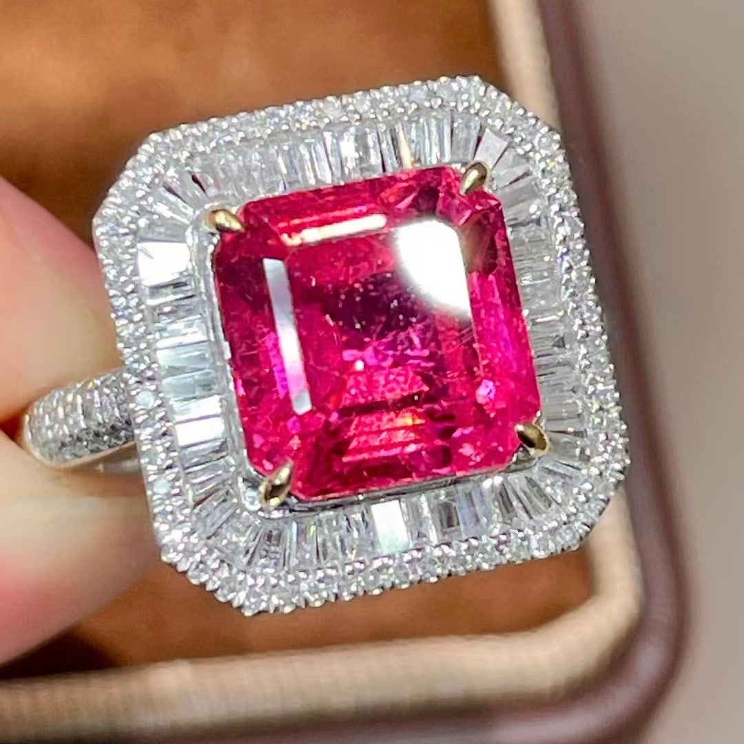 14k Gold 4.6 Ctw Natural Tourmaline & Diamond Ring - 2