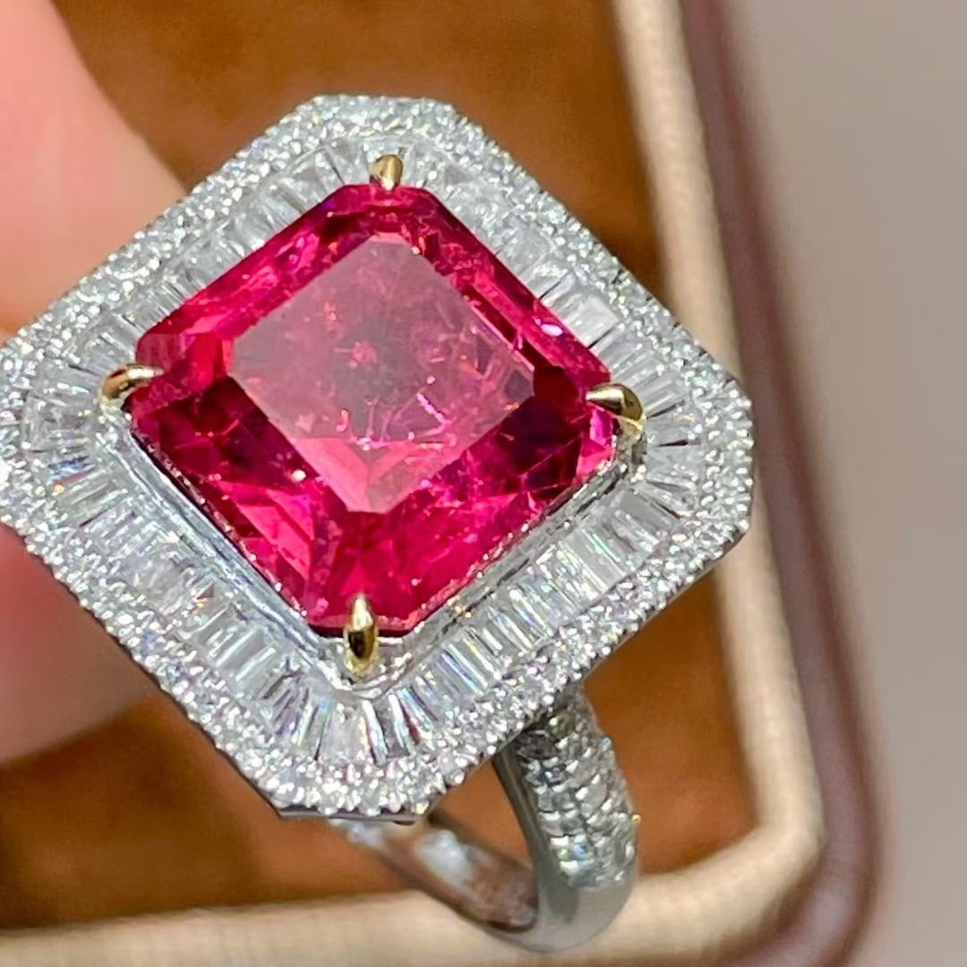 14k Gold 4.6 Ctw Natural Tourmaline & Diamond Ring - 3