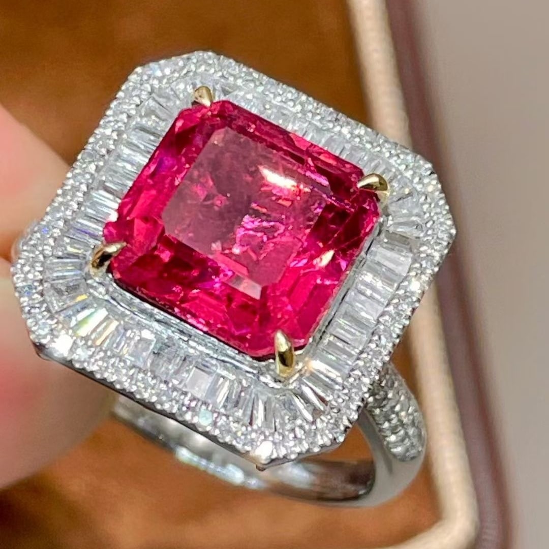 14k Gold 4.6 Ctw Natural Tourmaline & Diamond Ring - 4